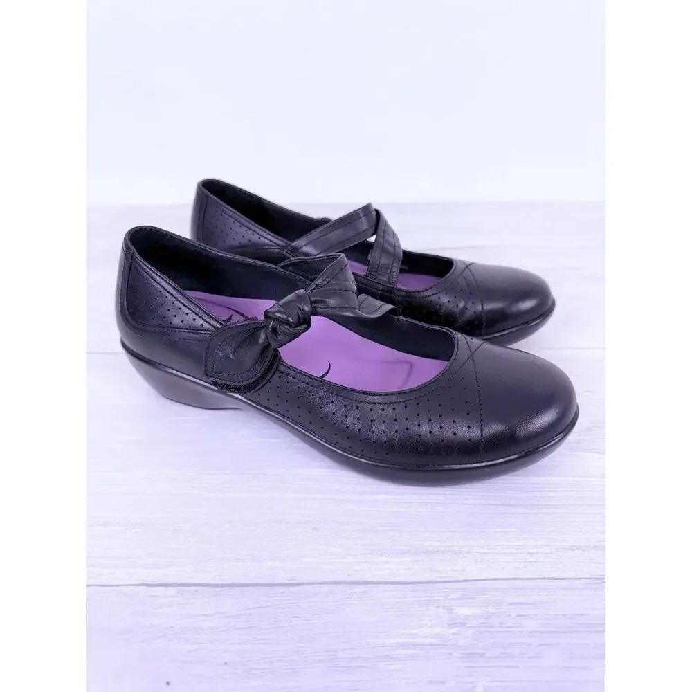 Dansko Diedra Black‎ Leather Mary Jane Shoes Womens US 8.5-9 Hook & Loop Comfort